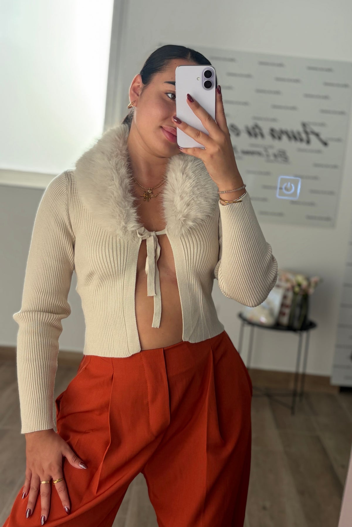 Jersey de pelo beige
