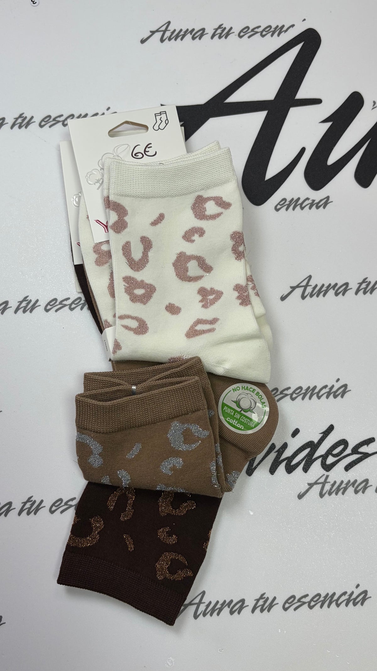 CALCETINES LEOPARDO BRILLO