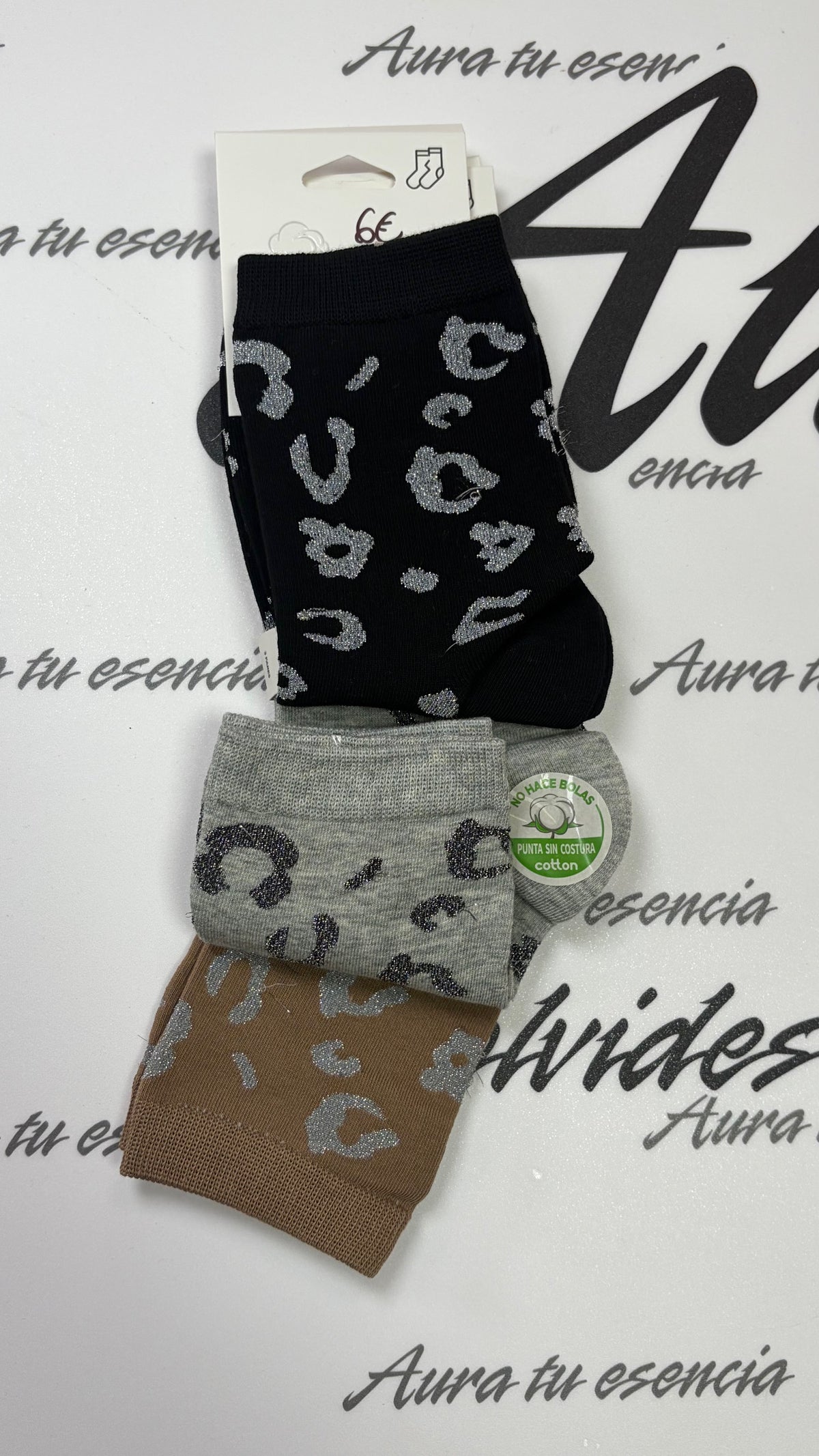 CALCETINES LEOPARDO BRILLO