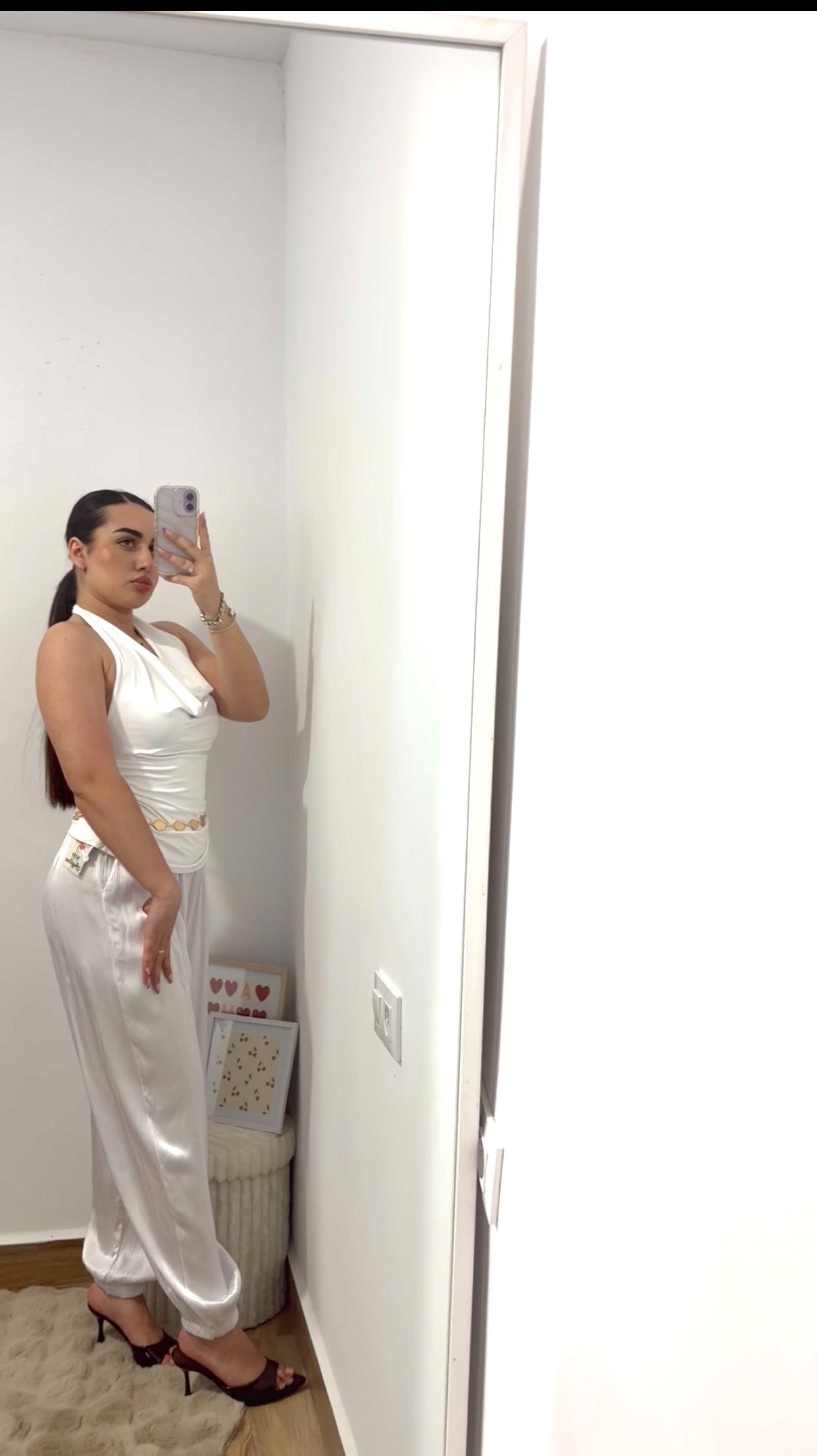 Pantalón satinado blanco